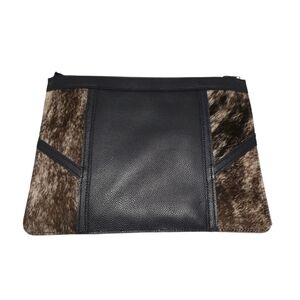 Wazawazi Kenyan Designer Leather & Calf Hair Clutch / iPad Case – Navy Blue